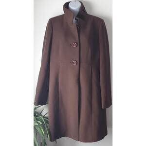 J.Crew Womens chocolate Brown Long Sleeve Thinsulate Coat Size 10 Preppy Classy